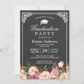 Invitation Classic Chalkboard Frame Floral Graduation Party (Devant)