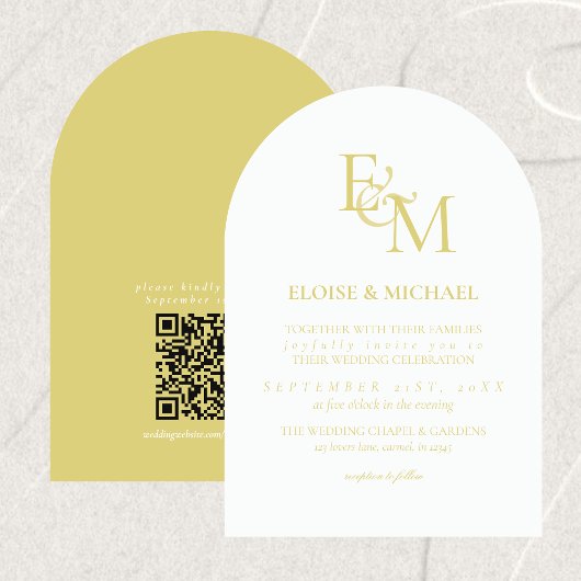Invitation Classic Chartreuse Monogram Minimalist Wedding