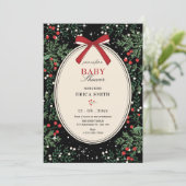 Invitation Classic cherry bow baby shower (Debout devant)