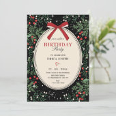 Invitation Classic cherry bow birthday (Debout devant)