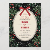 Invitation Classic cherry bow wedding (Devant)