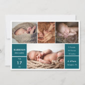 Invitation Classic Chic Baby Photo Collage Announcement Card (Devant)