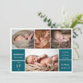 Invitation Classic Chic Baby Photo Collage Announcement Card (Debout devant)
