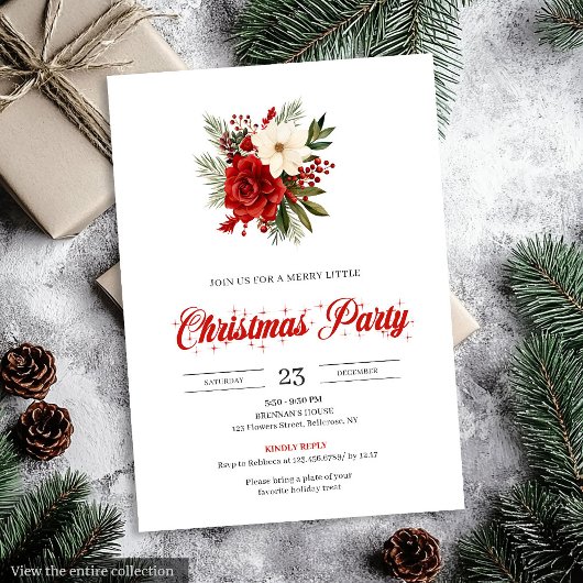 Invitation Classic Christmas Flowers Botanical Christmas 
