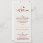 Invitation Classic Christmas Red & Gold Calligraphy Menu (Devant)