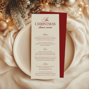 Invitation Classic Christmas Red & Gold Calligraphy Menu