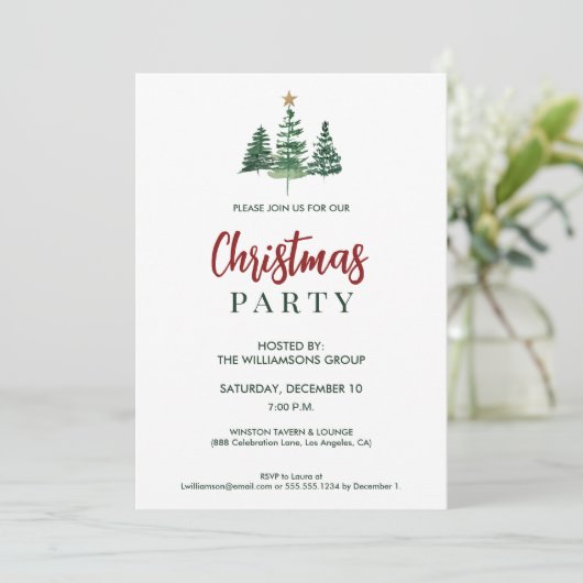 Invitation Classic Christmas Trees Office Corporate Party (Debout devant)