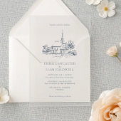 Invitation Classic Church Lieu Croquis minimaliste Mariage