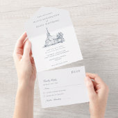Invitation Classic Church Lieu Croquis minimaliste Mariage