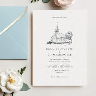 Invitation Classic Church Lieu Croquis minimaliste Mariage