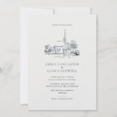 Invitation Classic Church Lieu Croquis minimaliste Mariage (Devant)