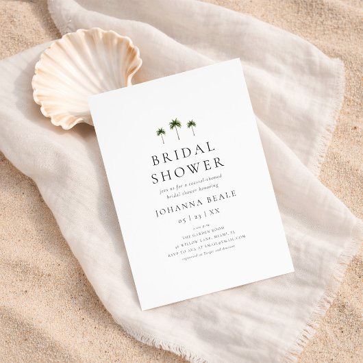 Invitation Classic Coastal Minimal Palm Tree Bridal Shower