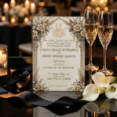 Invitation Classic Cream Antique Gold Floral Islamic Wedding 