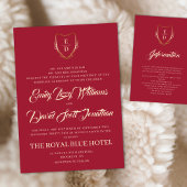 Invitation Classic Crimson Rouge Or Monogrammé Élégant