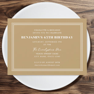 Invitation Classic Custom Age Anniversaire 65e Sable foncé