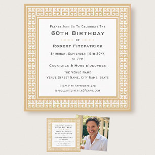 Invitation Classic Custom Age Photo Clé grecque Anniversaire