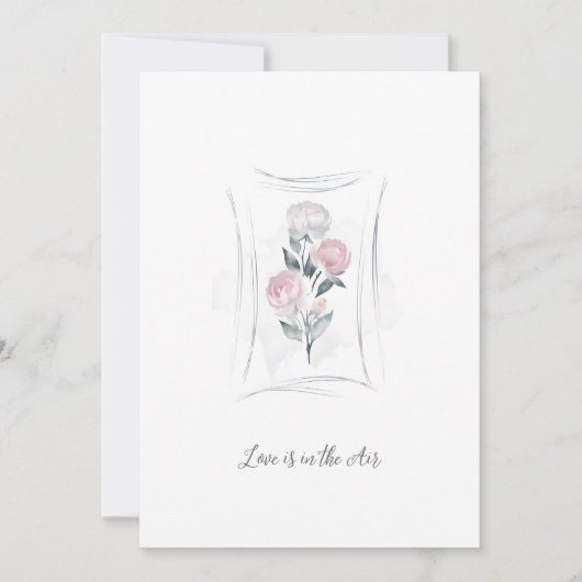 Invitation Classic Cute Floral Peonies Bunch in Gray & Pink (Devant)