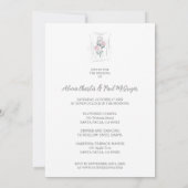 Invitation Classic Cute Floral Peonies Bunch in Gray & Pink (Dos)