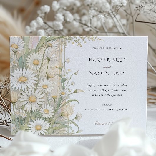 Invitation Classic Daisies Élégant Pastel Mariage