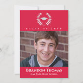 Invitation Classic de la photo de graduation rouge et blanc (Devant)