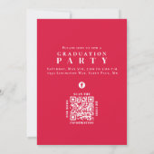 Invitation Classic de la photo de graduation rouge et blanc (Dos)