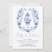 Invitation Classic Delft Blue Floral Ginger Jar 50e anniversa (Devant)