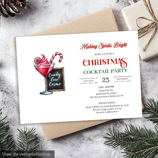 Invitation Classic digital Christmas cocktails party invites