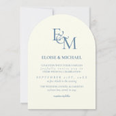 Invitation Classic Dusty Blue Monogram Minimalist Wedding (Devant)