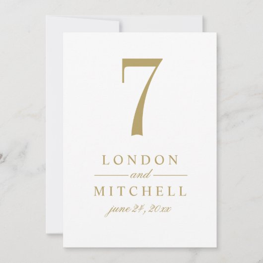 Invitation Classic Elegant Antique Gold Mariage Numéro de tab (Devant)