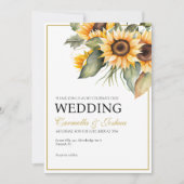 Invitation Classic Elegant Aquarelle Sunflower Boho Mariage (Devant)