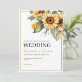 Invitation Classic Elegant Aquarelle Sunflower Boho Mariage (Debout devant)