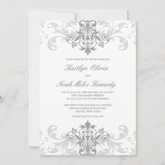 Invitation Classic & Elegant Argent Fer Mariage catholique (Devant)