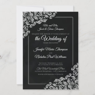Invitation Classic élégant avec ornements floraux pour Mariag