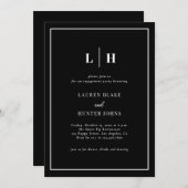 Invitation Classic Elegant Black Engagement Party (Devant / Derrière)