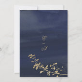 Invitation Classic élégant bleu marine or mariage (Dos)