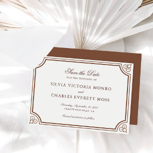 Invitation Classic Elegant Brown & Ecru Wedding Enregistrer l