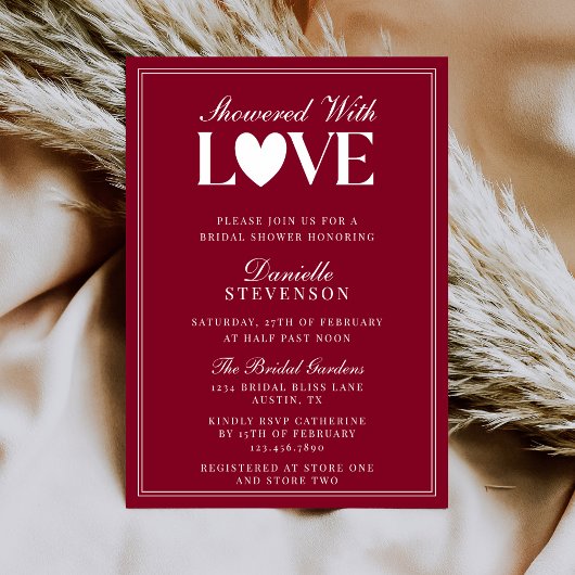 Invitation Classic Elegant Burgundy Valentines Bridal Shower