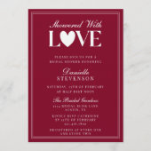 Invitation Classic Elegant Burgundy Valentines Bridal Shower (Devant)