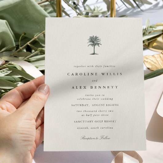 Invitation Classic Elegant Coastal Palm Tree Wedding