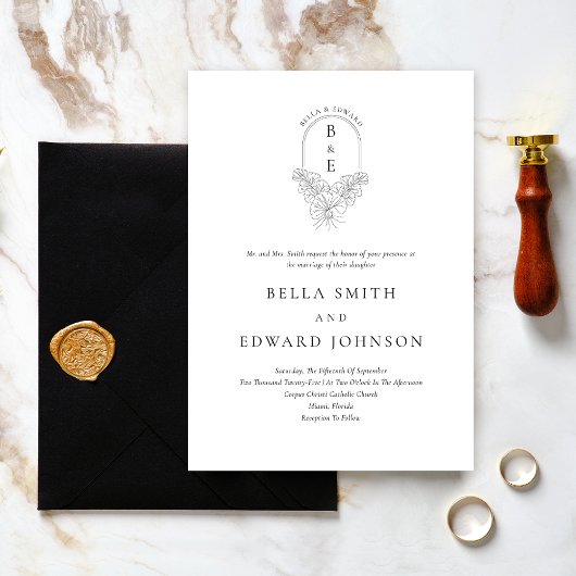 Invitation Classic Elegant Crest Mariage
