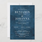 Invitation Classic Elegant Floral Blue Mariage (Devant)