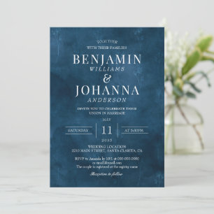 Invitation Classic Elegant Floral Blue Mariage