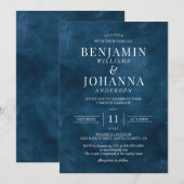 Invitation Classic Elegant Floral Blue Mariage (Devant / Derrière)