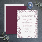 Invitation Classic Elegant Formal Bourgogne Mariage Leafy