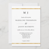 Invitation Classic Elegant Ivoire Or Mariage Monogramme (Devant)