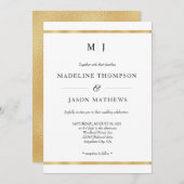 Invitation Classic Elegant Ivoire Or Mariage Monogramme (Devant / Derrière)
