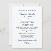 Invitation Classic Elegant Mariage bleu marine (Devant)