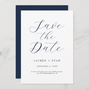Invitation Classic Elegant Marine Bleu Romantique Sauvez la d