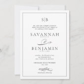Invitation Classic élégant Monogramme moderne Mariage de scri (Devant)