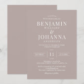 Invitation Classic Elegant Natural Cream Mariage (Devant / Derrière)
